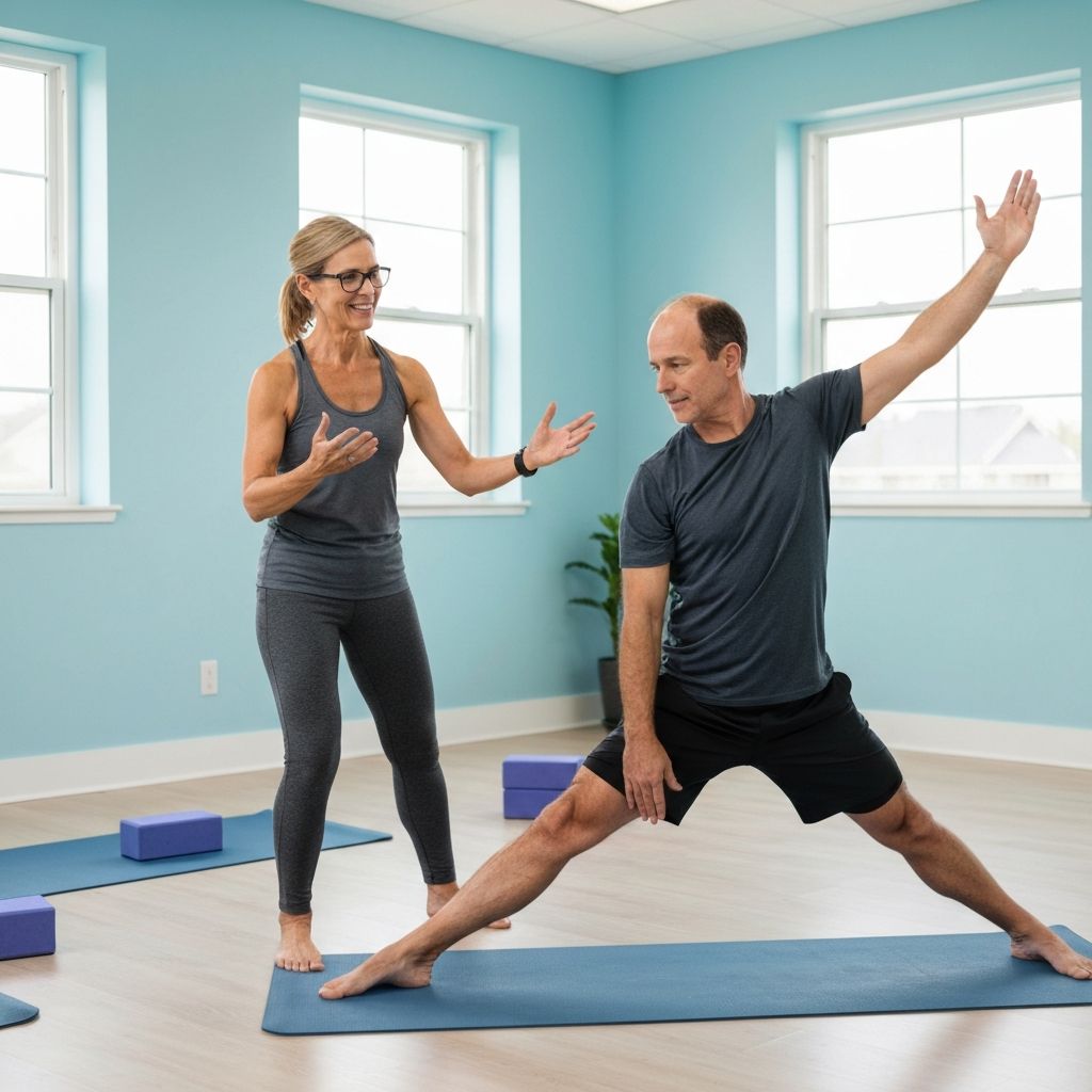 Instructor guiding movement exercises